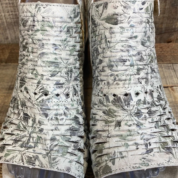 Remonte Sandals Women Size 41 US 10 10.5 Cream Green Leather Perforated Metallic - Picture 5 of 16